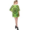 Green Grid Cute Flower Mandala Oversized Chiffon Top View2