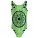 Green Grid Cute Flower Mandala Kids  Cut-Out Back One Piece Swimsuit View1