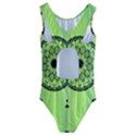 Green Grid Cute Flower Mandala Kids  Cut-Out Back One Piece Swimsuit View2