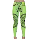 Green Grid Cute Flower Mandala Lightweight Velour Classic Yoga Leggings View1