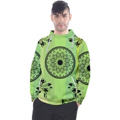 Green Grid Cute Flower Mandala Men s Pullover Hoodie