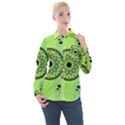 Green Grid Cute Flower Mandala Women s Long Sleeve Pocket Shirt View1