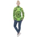 Green Grid Cute Flower Mandala Women s Long Sleeve Pocket Shirt View2