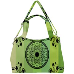 Green Grid Cute Flower Mandala Double Compartment Shoulder Bag by Magicworlddreamarts1