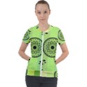 Green Grid Cute Flower Mandala Short Sleeve Zip Up Jacket View1