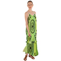 Green Grid Cute Flower Mandala Cami Maxi Ruffle Chiffon Dress by Magicworlddreamarts1