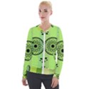 Green Grid Cute Flower Mandala Velvet Zip Up Jacket View1