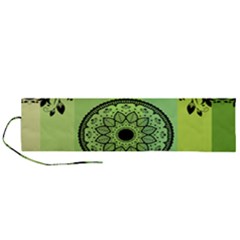 Green Grid Cute Flower Mandala Roll Up Canvas Pencil Holder (l) by Magicworlddreamarts1