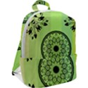 Green Grid Cute Flower Mandala Zip Up Backpack View2