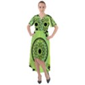 Green Grid Cute Flower Mandala Front Wrap High Low Dress View1