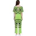 Green Grid Cute Flower Mandala Batwing Lightweight Jumpsuit View2