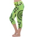 Green Grid Cute Flower Mandala Lightweight Velour Capri Yoga Leggings View2