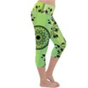 Green Grid Cute Flower Mandala Lightweight Velour Capri Yoga Leggings View3