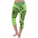 Green Grid Cute Flower Mandala Lightweight Velour Capri Yoga Leggings View4