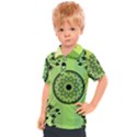 Green Grid Cute Flower Mandala Kids  Polo Tee View1