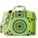 Green Grid Cute Flower Mandala MacBook Pro Shoulder Laptop Bag (Large) View3