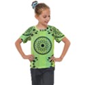 Green Grid Cute Flower Mandala Kids  Mesh Piece Tee View1