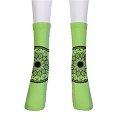 Green Grid Cute Flower Mandala Men s Crew Socks by Magicworlddreamarts1