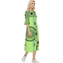 Green Grid Cute Flower Mandala Double Cuff Midi Dress View3