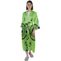 Green Grid Cute Flower Mandala Maxi Satin Kimono View1