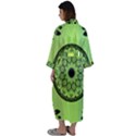 Green Grid Cute Flower Mandala Maxi Satin Kimono View2