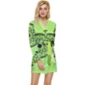 Green Grid Cute Flower Mandala Long Sleeve Satin Robe View1