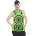 Green Grid Cute Flower Mandala Men s Sleeveless Hoodie View1