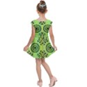 Green Grid Cute Flower Mandala Kids  Cap Sleeve Dress View2