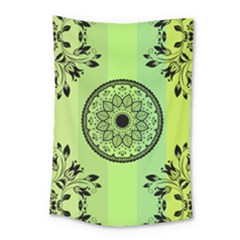 Green Grid Cute Flower Mandala Small Tapestry