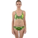 Green Grid Cute Flower Mandala Wrap Around Bikini Set View1