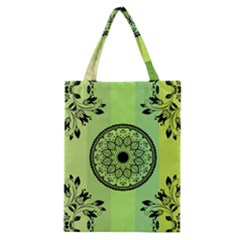 Green Grid Cute Flower Mandala Classic Tote Bag by Magicworlddreamarts1