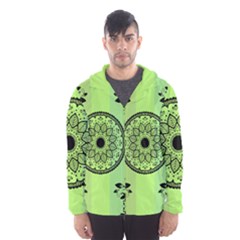 Green Grid Cute Flower Mandala Men s Hooded Windbreaker