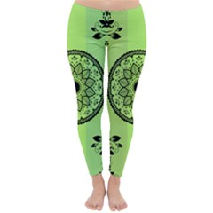 Green Grid Cute Flower Mandala Classic Winter Leggings