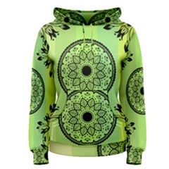 Green Grid Cute Flower Mandala Women s Pullover Hoodie