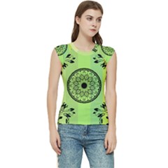 Green Grid Cute Flower Mandala Women s Raglan Cap Sleeve Tee by Magicworlddreamarts1