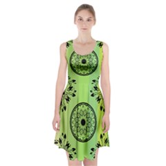 Green Grid Cute Flower Mandala Racerback Midi Dress by Magicworlddreamarts1