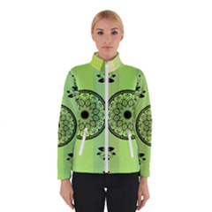 Green Grid Cute Flower Mandala Winter Jacket