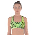 Green Grid Cute Flower Mandala Cross Back Sports Bra View1