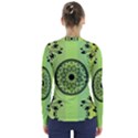 Green Grid Cute Flower Mandala V-Neck Long Sleeve Top View2