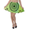 Green Grid Cute Flower Mandala Velvet Skater Skirt View1