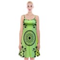 Green Grid Cute Flower Mandala Spaghetti Strap Velvet Dress View1