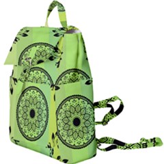 Green Grid Cute Flower Mandala Buckle Everyday Backpack by Magicworlddreamarts1