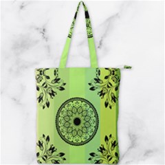 Green Grid Cute Flower Mandala Double Zip Up Tote Bag by Magicworlddreamarts1