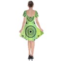 Green Grid Cute Flower Mandala Short Sleeve Bardot Dress View2