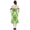 Green Grid Cute Flower Mandala Shoulder Tie Bardot Midi Dress View2