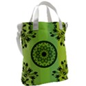 Green Grid Cute Flower Mandala Canvas Messenger Bag View2