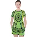 Green Grid Cute Flower Mandala Women s Tee and Shorts Set View1