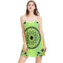 Green Grid Cute Flower Mandala Summer Frill Dress View1