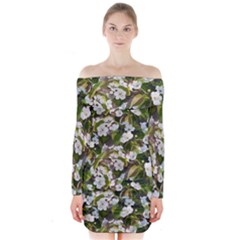 Blooming Garden Long Sleeve Off Shoulder Dress by SychEva