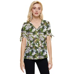 Blooming Garden Bow Sleeve Button Up Top by SychEva